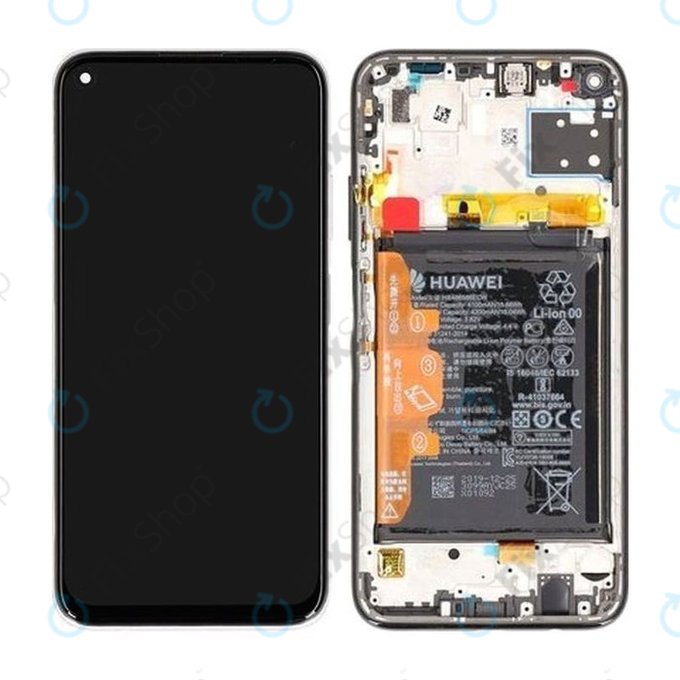 Huawei P40 lite - LCD Kijelző + Érintőüveg + Keret + Akkumulátor (Breathing Crystal) - 02353KFV Genuine Service Pack