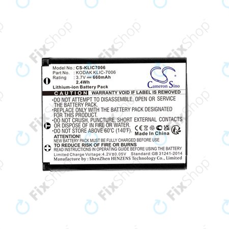 Akkumulátor Kodak EasyShare, 660mAh, Li-Ion, 3.7V, LB-012, KLIC-7006, HQ