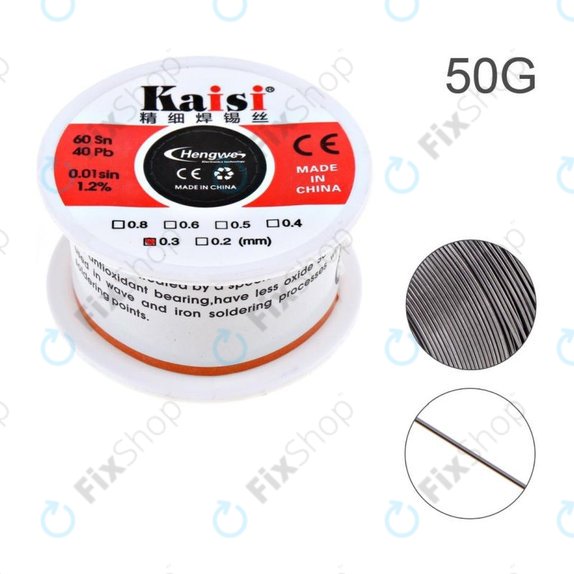 Kaisi - Forrasztóhuzal Sn/Pb - 0.3mm (50g)