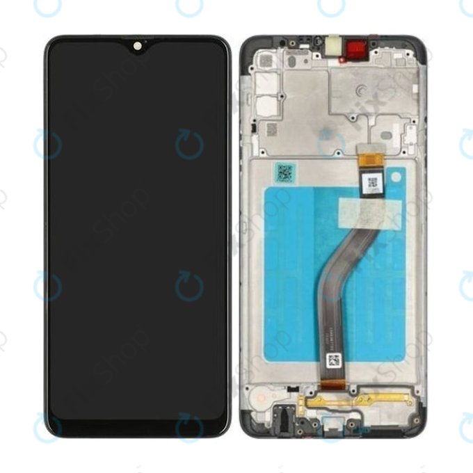Samsung Galaxy A20s A207F - LCD Kijelző + Érintőüveg + Keret (Black) - GH81-17774A Genuine Service Pack