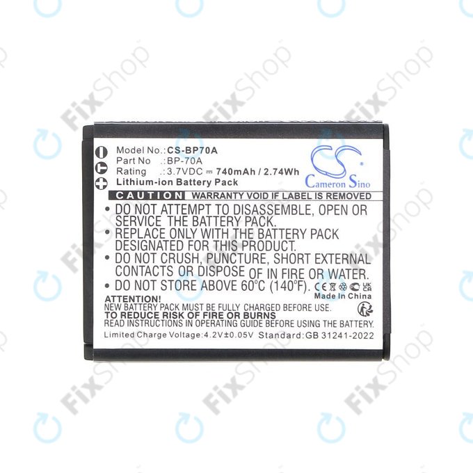 Akkumulátor Samsung ES, ST, 740mAh, Li-Ion, 3.7V, BP-70A, HQ