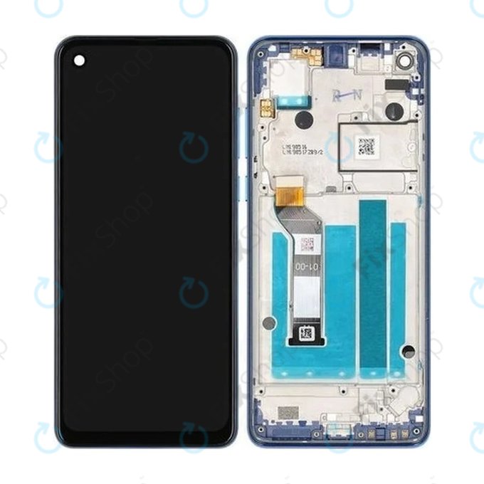 Motorola One Vision - LCD Kijelző + Érintőüveg + Keret (Sapphire Blue) - 5D68C14352 Genuine Service Pack