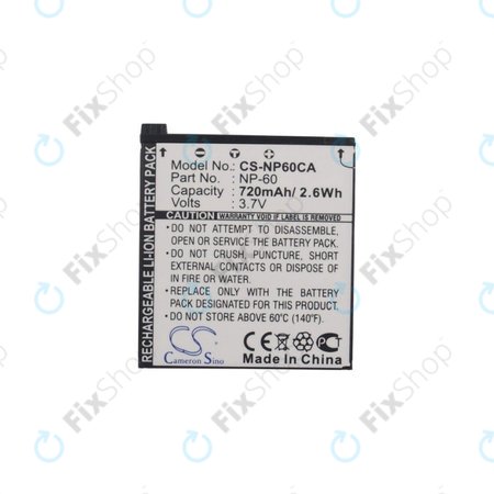 Akkumulátor Casio Exilim Zoom EX-Z19, EX-Z85, EX-Z9, 720mAh, Li-Ion, 3.7V, NP-60, HQ