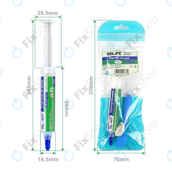 Szilikon hővezető paszta Relife RL-407, 6 W/mK, 20g, kék