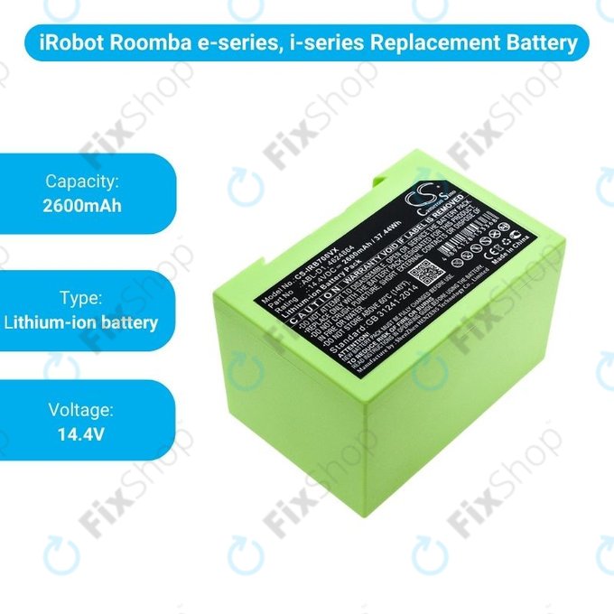 iRobot Roomba e-series, i-series - Akkumulátor ABL-D1, 4624864, ABL-D2 Li-Ion 14.4V 2600mAh HQ