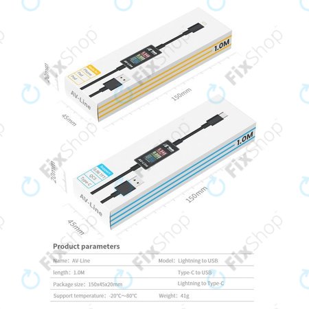 AV-Line - Intelligens Érzékelő Töltőkábel (Lightning - USB-A)