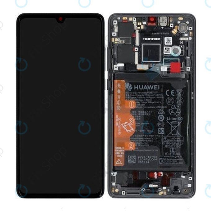 Huawei P30 - LCD Kijelző + Érintőüveg + Keret + Akkumulátor (Black) - 02354HLT Genuine Service Pack