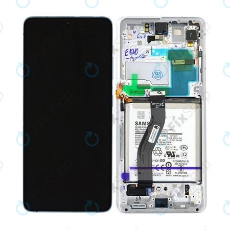 Samsung Galaxy S21 Ultra G998B - LCD Kijelző + Érintőüveg + Keret + Akkumulátor (Phantom Silver) - GH82-24591B, GH82-24925B Genuine Service Pack