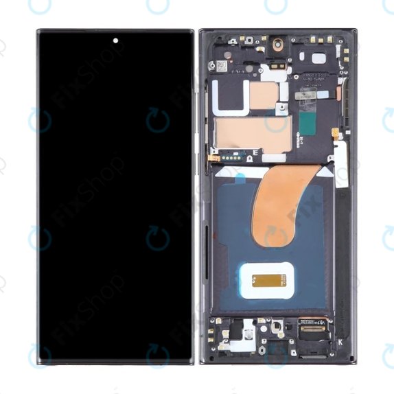 Samsung Galaxy S23 Ultra S918B - LCD Kijelző + Érintőüveg + Keret (Phantom Black) OLED
