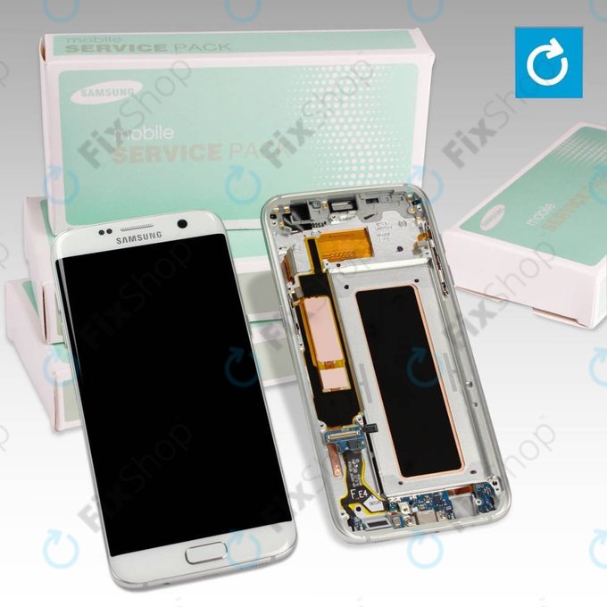 Samsung Galaxy S7 Edge G935F - LCD Kijelző + Érintőüveg + Keret (White) - GH97-18533D, GH97-18594D, GH97-18767D Genuine Service Pack
