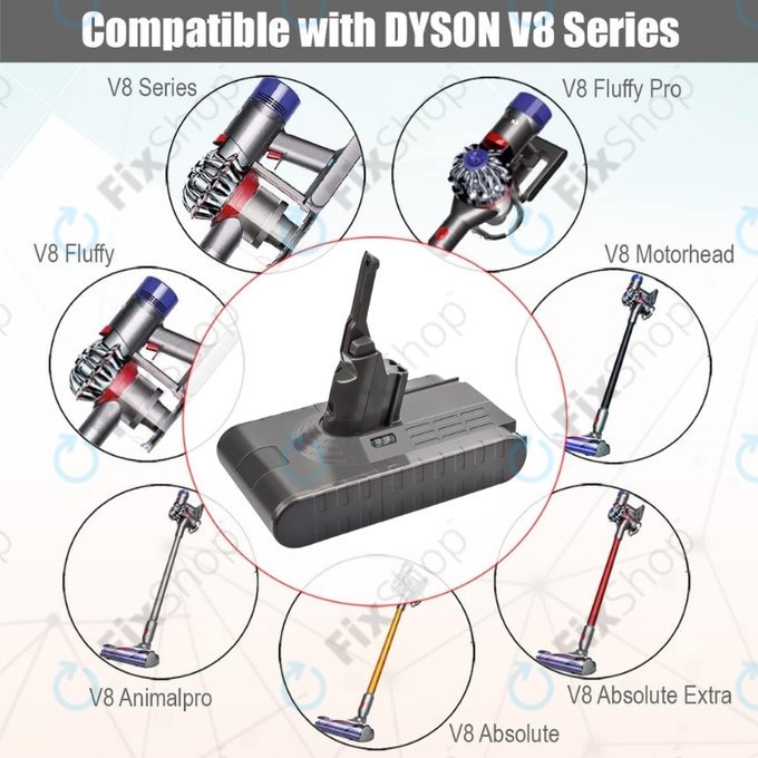 Dyson V8 - Akkumulátor 215681, PM8-US-HFB1497A Li-Ion 21.6V 4000mAh