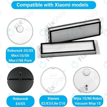 Xiaomi Roborock S5, S5 Max, S6, S6 MaxV, S6 Pure, E4, E5, Mijia 1S, Mi Robot Vacuum Mop 1S, Xiaowa E2, E3, Lite C10 - Porszűrő (2db)