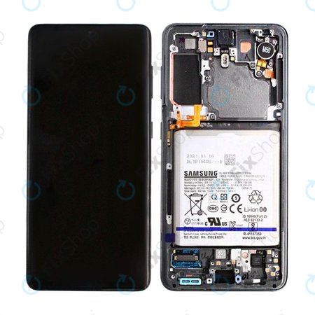 Samsung Galaxy S21 G991B - LCD Kijelző + Érintőüveg + Keret + Akkumulátor (Phantom Gray) - GH82-24716A, GH82-24718A Genuine Service Pack