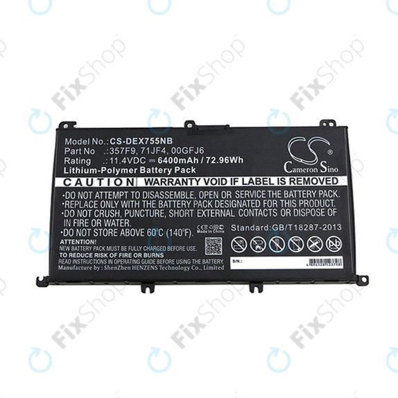 Akkumulátor Dell Inspirion 15, 6400mAh, Li-Pol, 11.4V, 357F9, HQ