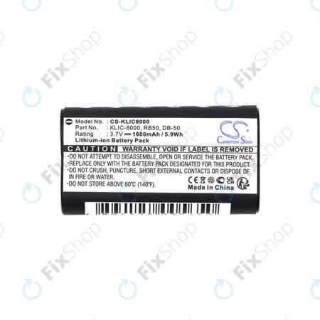 Akkumulátor Jay-Tech Jay-Cam I4800, Kodak Easyshare Z1012, 1600mAh, Li-Ion, 3.7V, KLIC-8000, HQ