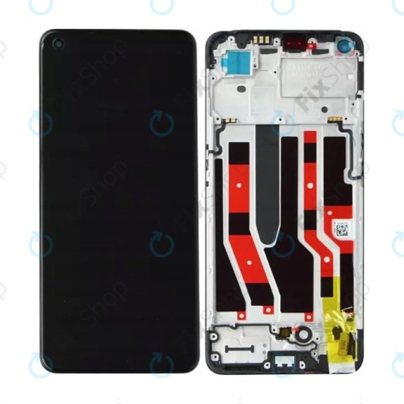 Oppo Reno 7 Lite - LCD Kijelző + Érintőüveg + Keret (Cosmic Black) OLED