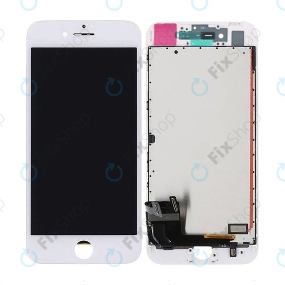 Kijelző In-Cell iPhone 8, SE (2020), SE (2022), White, Érintőüveg kerettel, FixPremium