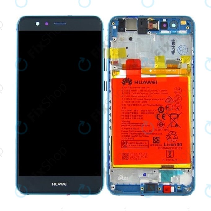 Huawei P10 Lite - LCD Kijelző + Érintőüveg + Keret + Akkumulátor (Sapphire Blue) - 02351FSL Genuine Service Pack