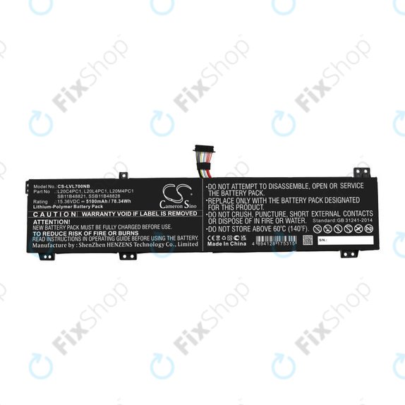 Akkumulátor Lenovo Legion 5, 5 Pro, 7, 7i, R7000p, 5100mAh, Li-Pol, 15.36V, L20C4PC1, HQ