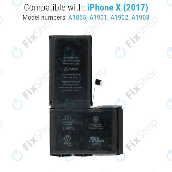 Akkumulátor iPhone X, 2716mAh, FixPremium