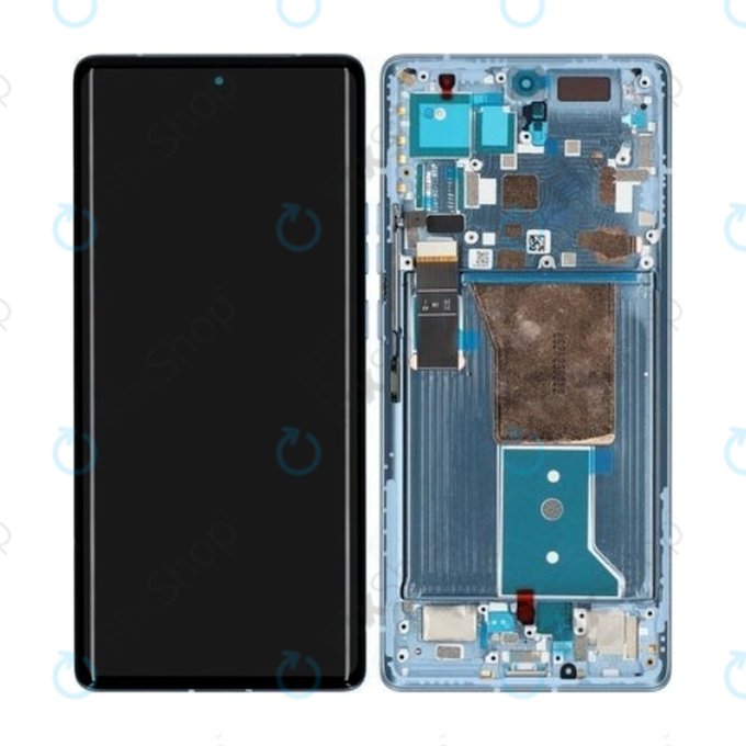 Motorola Edge 40 Pro - LCD Kijelző + Érintőüveg + Keret (Lunar Blue) - 5D68C21987 Genuine Service Pack