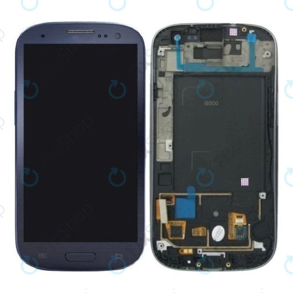 Samsung Galaxy S3 i9300 - LCD Kijelző + Érintőüveg + Keret (Pebble Blue) OLED