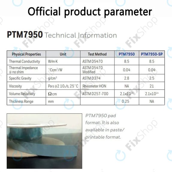 Hővezető pad Honeywell PTM7950, 8.5 W/mK, 80 × 160 × 0.2mm