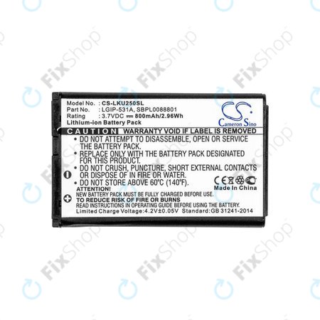 Akkumulátor LG T500, 800mAh, Li-Ion, 3.7V, LGIP-531A, HQ