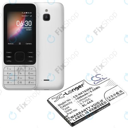 Akkumulátor Nokia 6300 4G, Nokia 8000 4G, 1500mAh, Li-Ion, 3.7V, BL-4AX, HQ