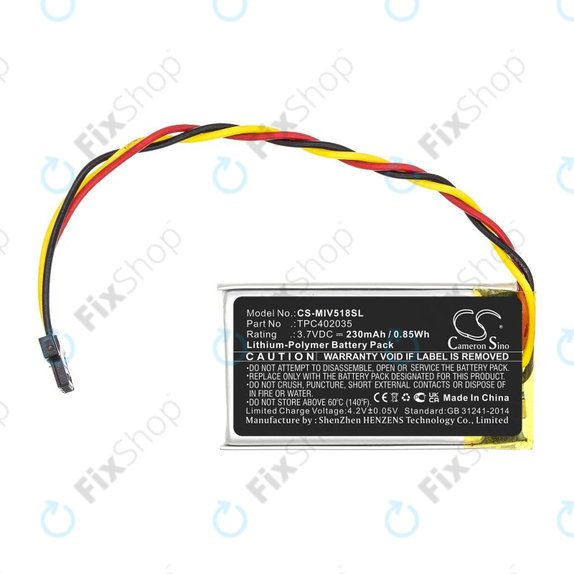 Akkumulátor Mio MiVue 508, 518, 528, 538, 608, 618, 792, 230mAh, Li-Pol, 3.7V, TPC402035, HQ