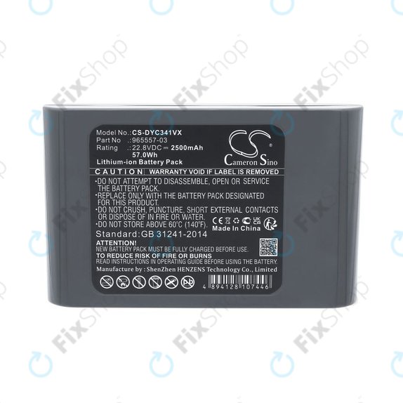 Akkumulátor Dyson DC31, DC34, DC35, DC44, DC56, 2500mAh, Li-Ion, 22.8V, 965557-03, HQ