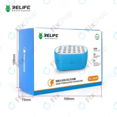 Relife RL-304M - Smart USB Töltő - 30x USB / 160W