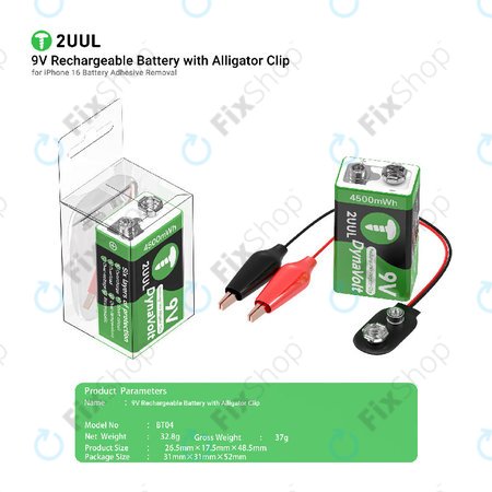 Krokodilcsipesz 9V-os elektromos kioldóval, 2UUL BT04