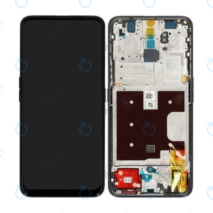Oppo Reno 2 Z - LCD Kijelző + Érintőüveg + Keret (Black) - O-4902827 Genuine Service Pack
