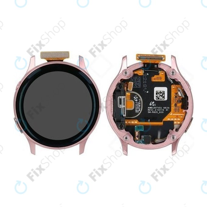 Samsung Galaxy Watch Active 2 40mm R830, R835 - LCD Kijelző + Érintőüveg + Keret (Gold) - GH82-21104B Genuine Service Pack