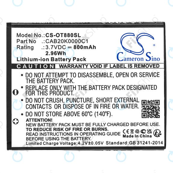 Akkumulátor Alcatel Onetouch, 800mAh, Li-ion, 3.7V, BTR510AB, HQ