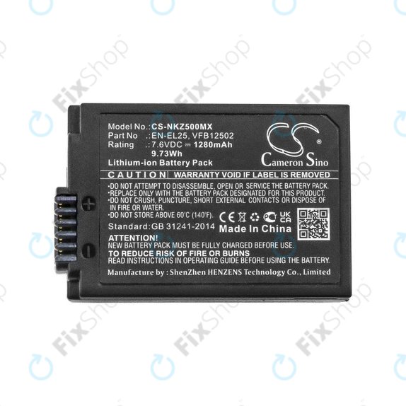 Akkumulátor Nikon Z50, Z50 ZFC, Z30, Z FC, 1280mAh, Li-Ion, 7.6V, EN-EL25, HQ