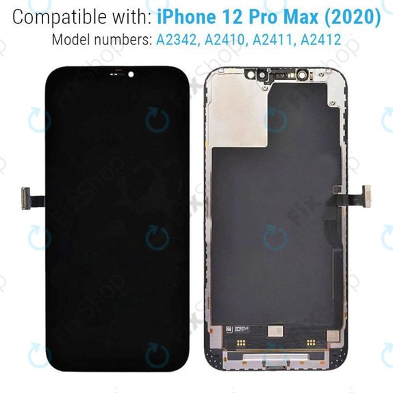 Kijelző Hard OLED iPhone 12 Pro Max, Érintőüveg kerettel, FixPremium