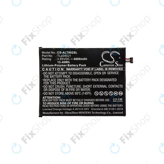 Akkumulátor Alcatel 8082, Alcatel 9024w, 4000mAh, Li-Pol, 3.85V, TLp040J1, HQ
