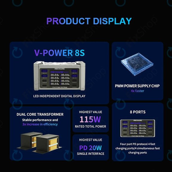 Mechanic V-Power 8S - Szerviz Töltőállomás