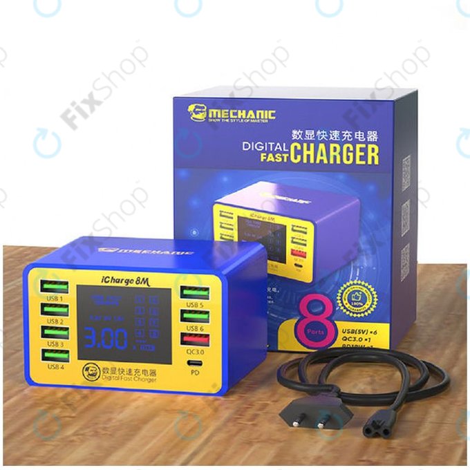 Mechanic iCharge 8M - USB Töltőállomás (6x USB, 1x USB 3.0, 1x USB-C)