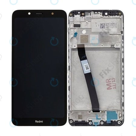 Xiaomi Redmi 7A - LCD Kijelző + Érintőüveg + Keret (Matte Black) - 560610127000, 560610122000 Genuine Service Pack