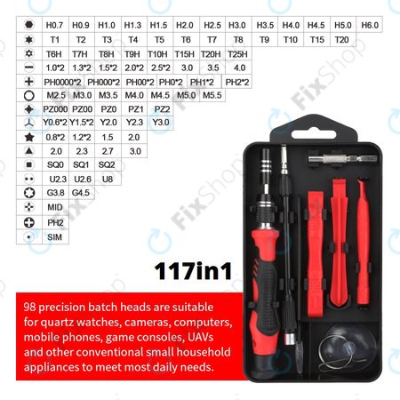 Kingsdun - Professzionális Csavarhúzó Készlet 117in1 (Piros Kiadás)