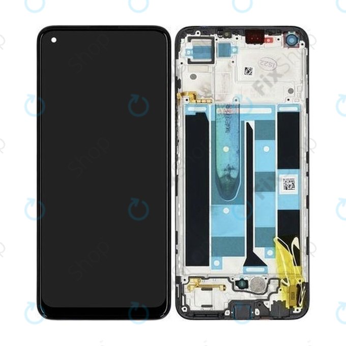 Realme 8 RMX3085 - LCD Kijelző + Érintőüveg + Keret (Cyber Black) - 4906919 Genuine Service Pack