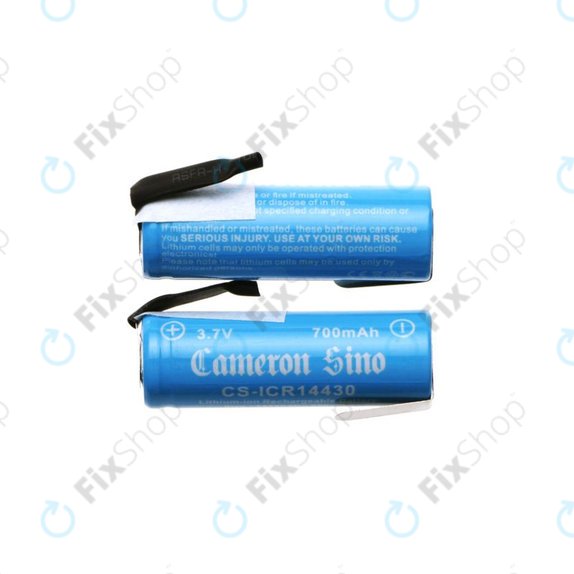 Akkumulátor 14430 szerelőlemezekkel, 650mAh, Li-Ion, 3.7V, HQ