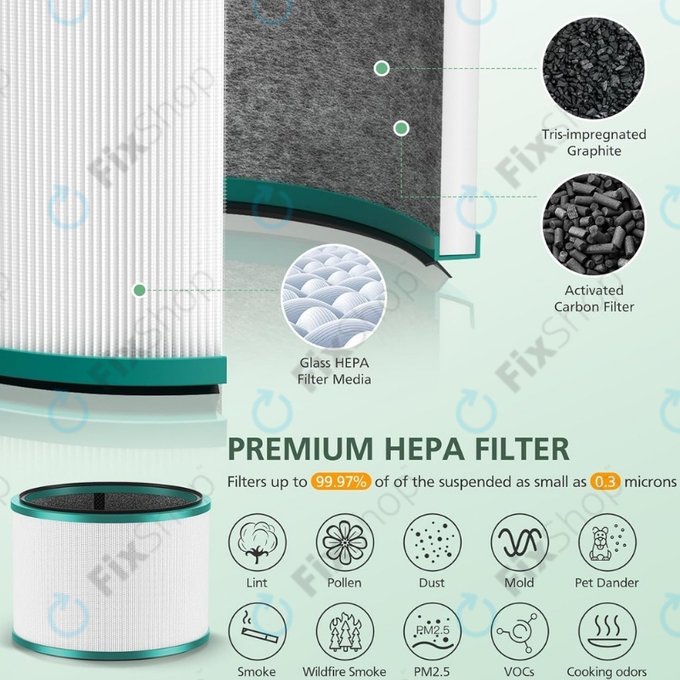 Dyson Pure Hot + Cool-series, Pure Cool Desk-series - HEPA szűrő (Aktív szén) (Green)
