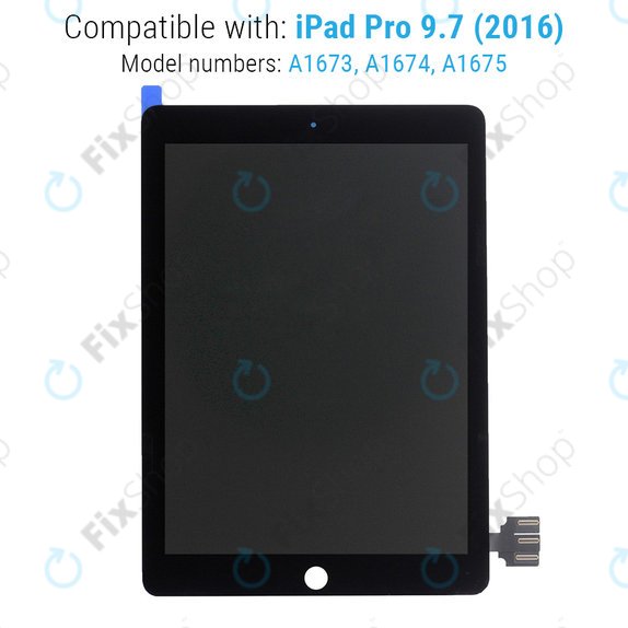 LCD Kijelző iPad Pro 9.7" (2016), Black, Érintőüveg keret nélkül
