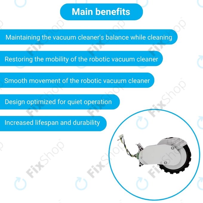 Xiaomi Robot Vacuum X20, S10, Dreame X30, X20, X10 Pro - Kerék Motorral (Bal) (Fehér)