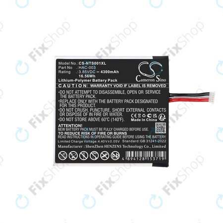 Akkumulátor Nintendo Switch HAC-001, 4300mAh, Li-Pol, 3.85V, HAC-003, HQ