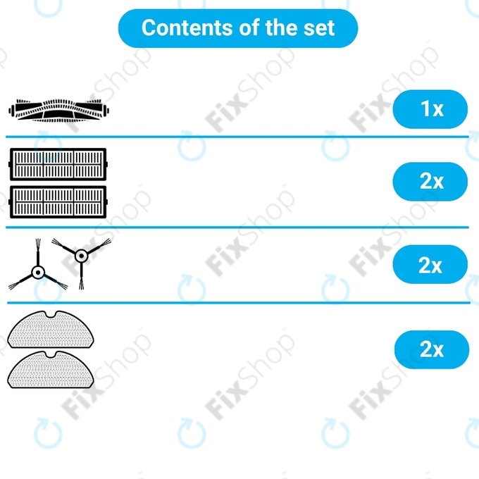 Pótalkatrész készletXiaomi Mi Robot Vacuum Mop 2 Pro, 2 Lite (1x Főkefe, 2x Szűrő, 2x Oldalkefe, 2x Felmosórongy)